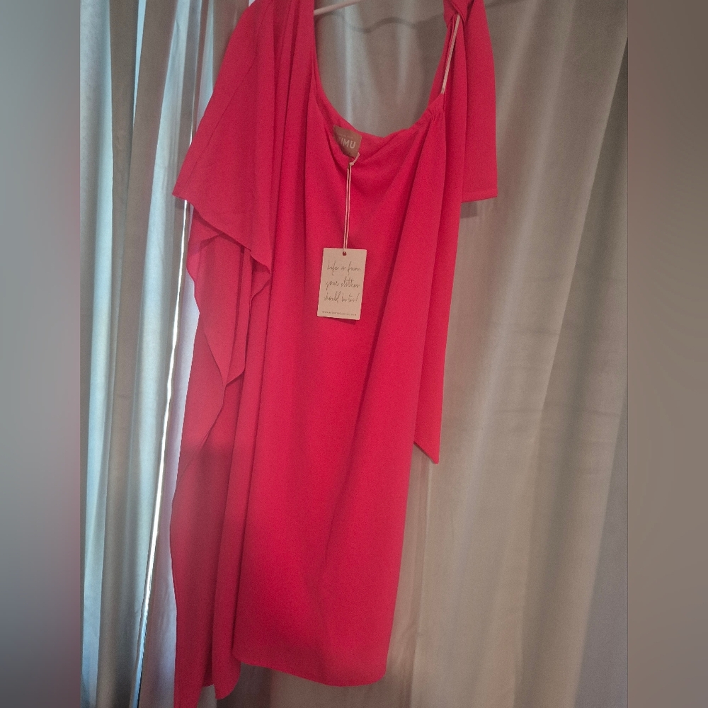 Bright Coral One-Shoulder MuMu Dress